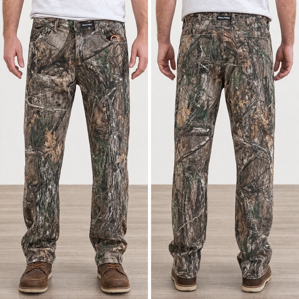 Realtree Men's 36x30 Camo Denim Pants 100% Cotton Hunting Hiking Jeans
